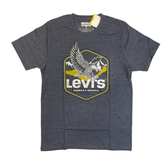 Levi's Men's Short Sleeve Crew Neck Graphic Logo T-Shirt (Navy, L)