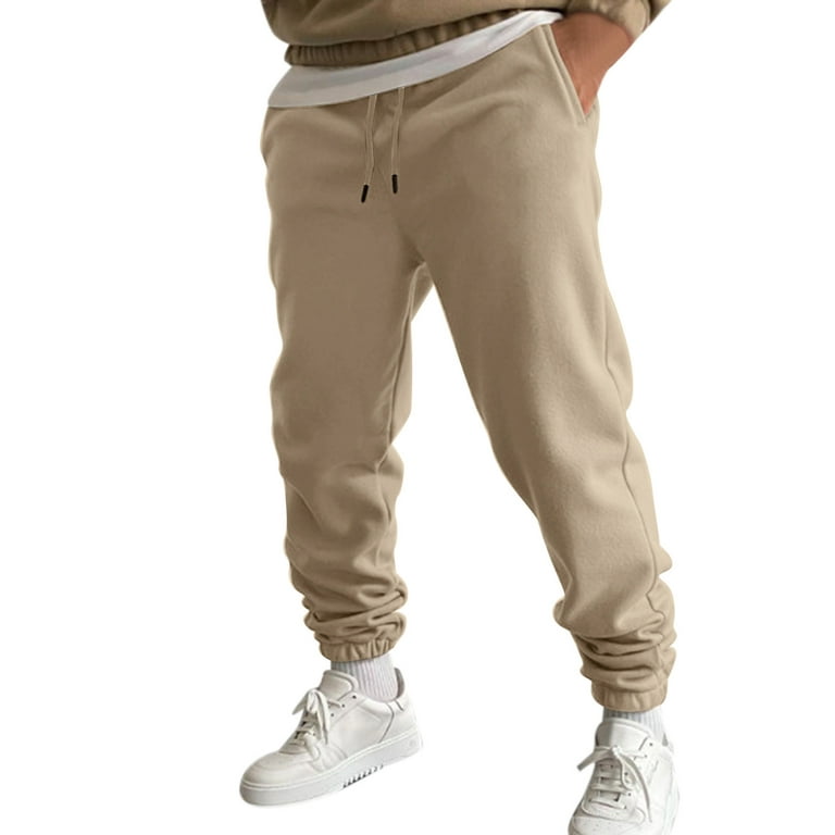Khaki Sweatpants For Men Mens Autumn And Winter High Street Fashion Leisure  Loose Sports Running Solid Color Lace Up Pants Sweater Pants Trousers