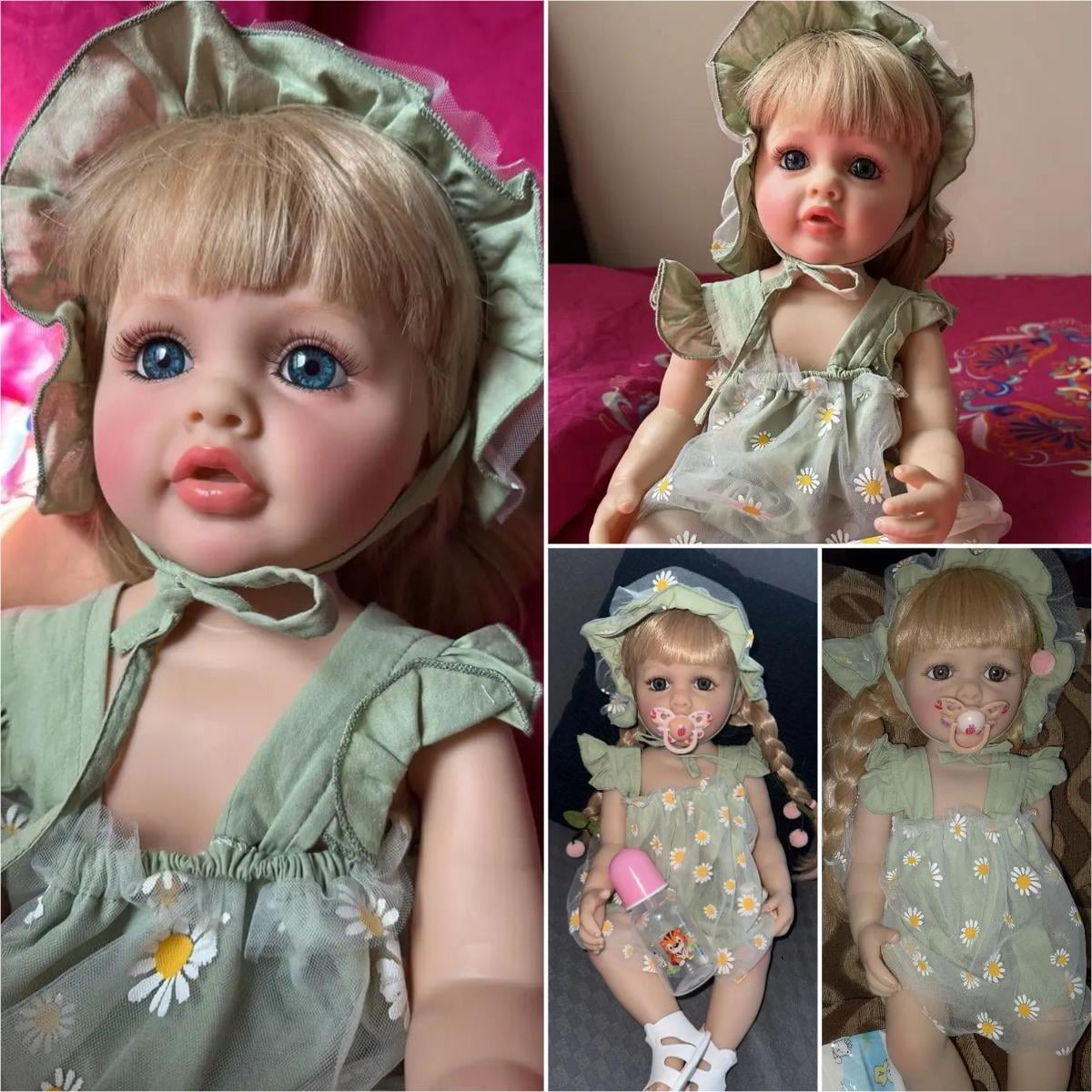 Realistic Reborn Baby Doll Girl - 22 inch Lifelike Handmade Real Life Toddler, Real Baby Feeling, Accessories Set in Gift Box, for Kids Age 3+