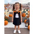 thumbnail image 3 of Cjfdfy Toddler Baby Girls Halloween Outfit Dress Pumpkin Ghost Corduroy Embroidery Sleeveless Bow Decor A-line Stripe Dress Cute My First Halloween Fall Winter Outfit 6M-4Y, 3 of 9
