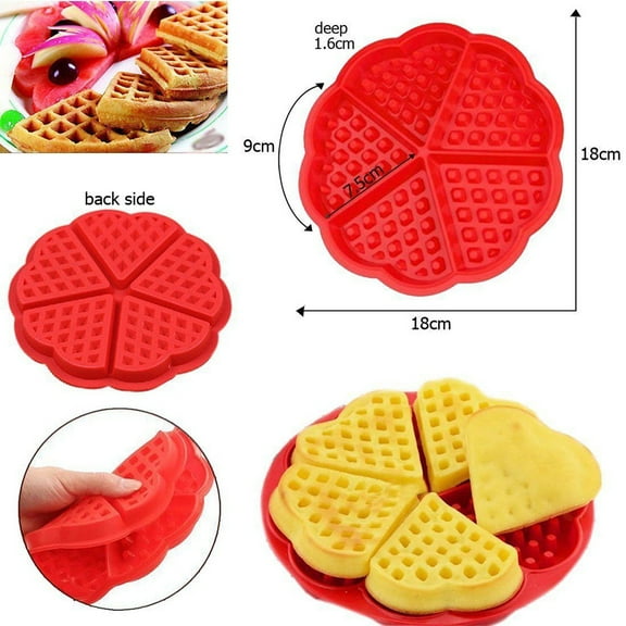 SPOORYYO Food Grade Red Waffles Mould Pan for Baking Cakes, Muffins, and Chocolates - Non-Stick, Dishwasher Safe, Microwaveable, Heat Range -40C° to  230C°