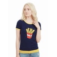 thumbnail image 3 of YEMAK Women's Short Sleeve Crewneck French Fries Print Casual T-Shirt Sweater MK32002-NAVY-M, 3 of 6