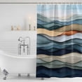 thumbnail image 3 of Xipuska Summer Coastal Shower Curtain - Water Repellent Fabric Shower Curtains Washable, Modern Abstract Watercolor Wave Decorative Polyester Cloth Bathroom Curtains Modern Bath Decor 72"x72", 3 of 6