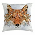 thumbnail image 1 of Tribal Throw Pillow Cushion Cover, Primitive Red Fox Face with African Ornaments Totem Animal Design, Decorative Square Accent Pillow Case, 20 X 20 Inches, Orange Amber, by Ambesonne, 1 of 2