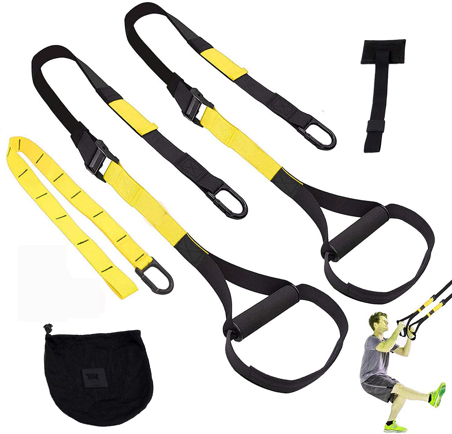 Bodyweight Strength And Fitness Trainer Adjustable Resistance Bands YUNCAI Suspension System Training Kit Home Suspension Outdoors Fitness Band