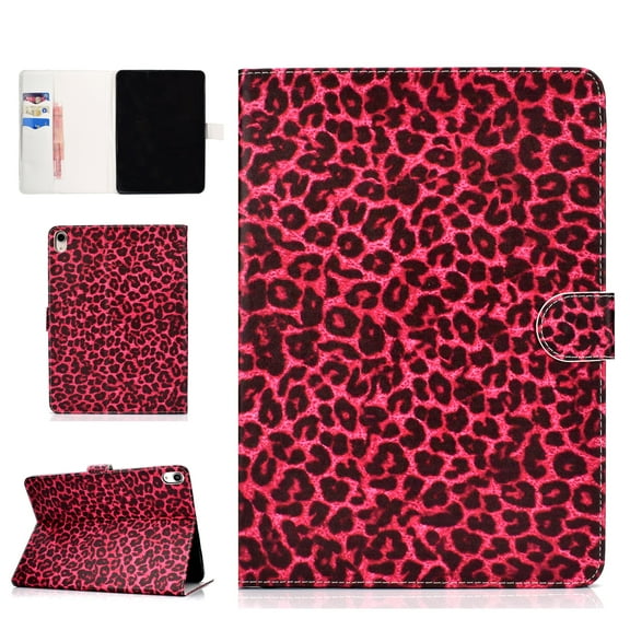 iPad Pro 11-inch 2018 Stand Case, Allytech Pretty Pattern Smart Thin Book Style Folio Wallet Cover with Auto Wake Sleep Feature for New iPad Pro 11-inch 2018 Release Tablet, Red Leopard Print