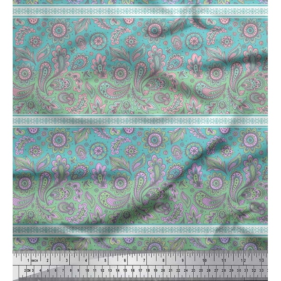 Soimoi Cotton Duck Fabric Stripe,Floral & Paisley Print Sewing Fabric Yard 42 Inch Wide