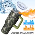 thumbnail image 5 of 40oz Tumbler with Handle and Straw, Vacuum Insulated Stainless Steel Travel Mug, Fits Car Cup Holder, Camo Print, 5 of 6