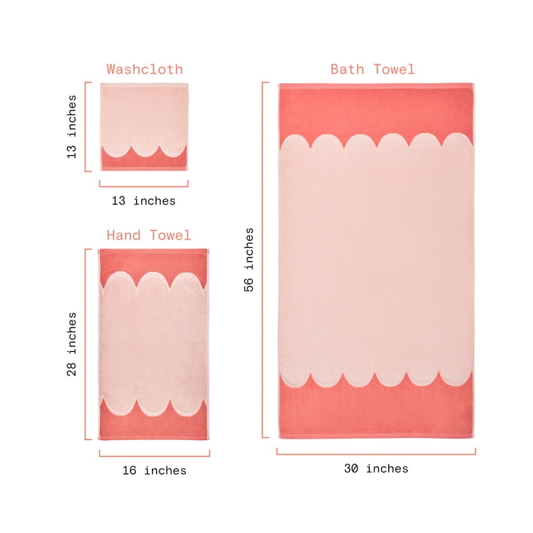 Beautiful by Drew Barrymore 6-Piece Scallop Bath Towel Set, Rose photo 4