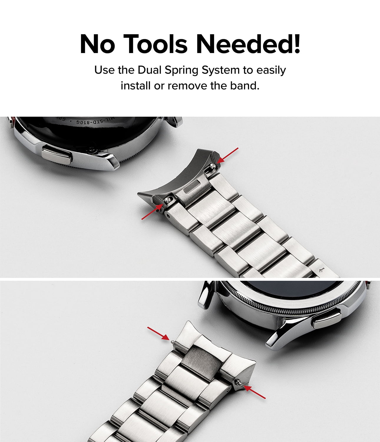 Ringke Galaxy Watch 4 Classic 42mm Band Metal One, Stainless Steel Smartwatch Band Replacement - Silver