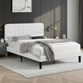 thumbnail image 2 of VECELO Queen Size Upholstered Beds, Modern Platform Bed Frame with Adjustable Headboard, Wooden Slats Support/No Box Spring Needed, White, 2 of 9