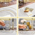 thumbnail image 2 of 175 Pcs Clear Gold Plastic Dinnerware AFN1Set, Hammered Disposable Plate With Gold Rim, 25 Guests Dessert Plates, Dinner Plates, Cups, Cutlert and Napkins for Wedding Party, 2 of 3