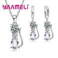 thumbnail image 1 of Juegos de joyas para mujer y niña, Plata de Ley 925 auténtica, cristal austriaco brillante, bonito collar con colgante de gato, pendiente Huggie, 1 of 5