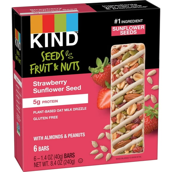 KIND Bars Strawberry Sunflower Seed Gluten Free Snacks - 6ct - Pack of 2