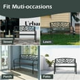 thumbnail image 5 of YRLLENSDAN Metal Outdoor Bench Weatherproof 50inch Patio Bench for 3-person Garden Bench for Outdoors Yard Lawn Porch Park Rust-Resistant Cast Iron Bench with Floral Pattern Backrest,Green, 5 of 7