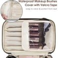 thumbnail image 4 of Travel Makeup Bag, Portable Cosmetic Bags Make Up Organizer for Women with Handle, Men Toiletry bag for Brushes, PU Leather, for Gift, Black, 4 of 8