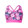 thumbnail image 5 of Sholeno Kids Girls Swimwear 2 Piece Athletic Tankini Swimsuit Floral Print Crop Top With Booty Shorts Gardenia&Hot Pink 10, 5 of 7