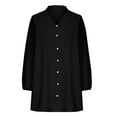 thumbnail image 6 of Lmnyox Shirt Mini Dress for Women Long Sleeve Button Down Short Dress Lightweight Loose Casual Dress, 6 of 7