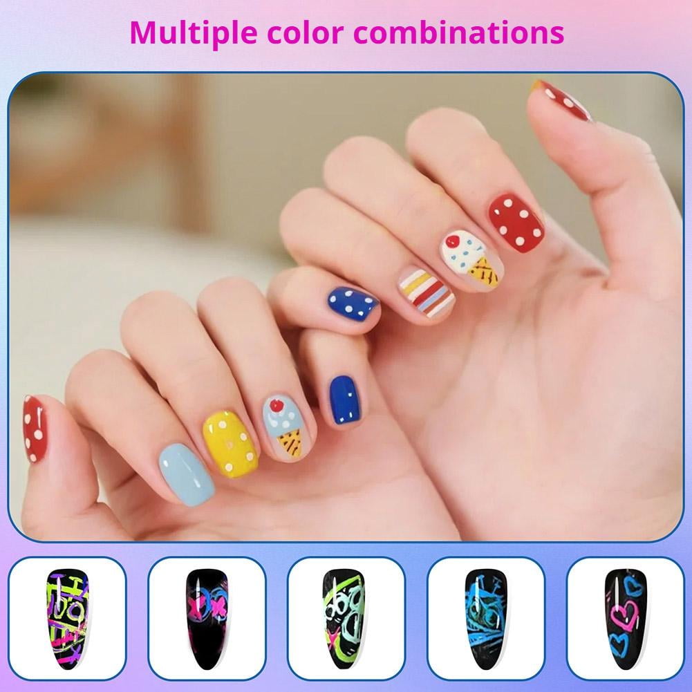 24 Colors Nail Art Pens Set Quick-Drying Acrylic Paint Markers for 3D Nail Art, Dotting & Drawing, Nail Design Tools for DIY Manicure at Home & Salon