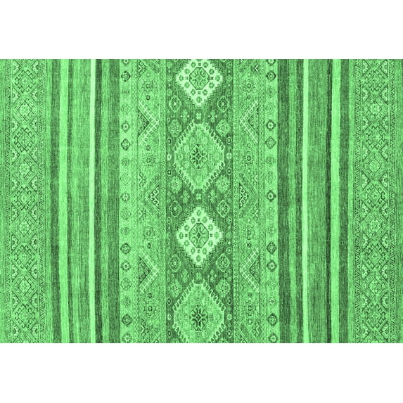 Ahgly Company Indoor Rectangle Abstract Emerald Green Modern Area Rugs, 5' x 7'