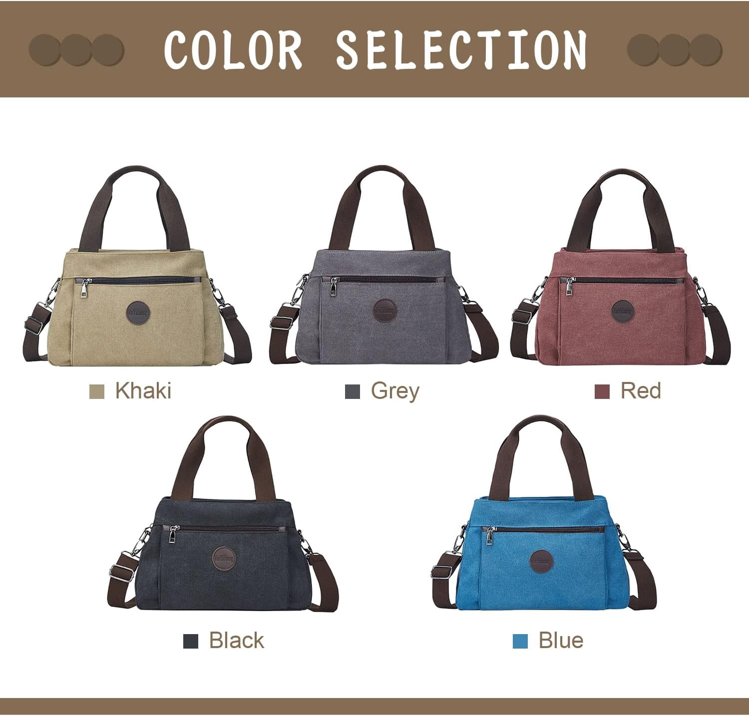 Women's Vintage Canvas Hobo Handbags Work Shoulder Crossbody Bag Tote Purses Multi-pocket Handbags