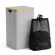 thumbnail image 1 of Cesto Premium para Ropa 100L con Tapa, Canasta Multiusos Impermeable con Bolsa Interior Extraíble y Asas de Color Bambú para Recámara, Baño o Cuarto Infantil (GRIS), 1 of 9