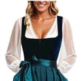 thumbnail image 4 of IUYRTFE Women's V-Neck Long Sleeve Sheer Crop Top with Ruched Drawstring Front Casual Blouse for Oktoberfest and Summer Festivals, 4 of 7