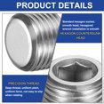 thumbnail image 3 of 5 Pcs Tapón de Acero Inoxidable 304 1/2" BSP Rosca Interna Hexagonal, 3 of 7