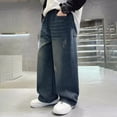 thumbnail image 6 of TOWED22 Boys Elastic Waist Jeans Baggy Loose Fit Wide Leg Denim Trousers with Cargo Pockets 5-14 Years Blue,11-12 Y, 6 of 9