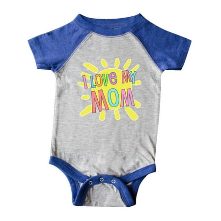 

Inktastic I Love my Mom- sun and rainbow letters Gift Baby Boy or Baby Girl Bodysuit
