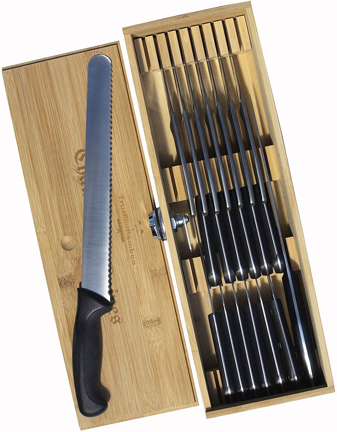 In Drawer Bamboo Chef Knives/Kitchen Knives Organizer Box - with
