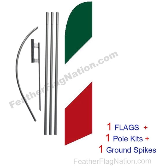 Italian Italy Flag Advertising Feather Banner Swooper Flag Sign with Flag Pole Kit and Ground Stake