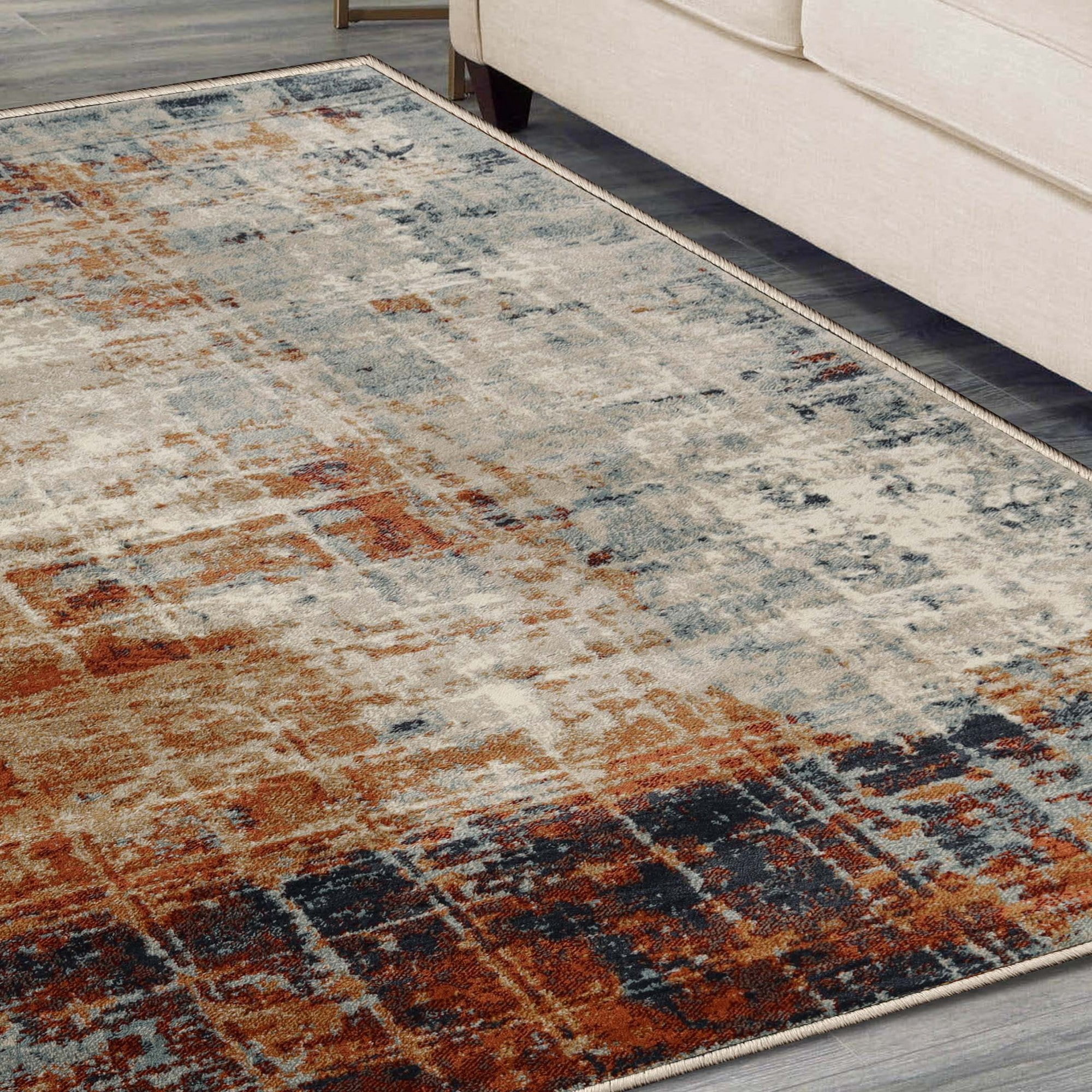 Superior Palani Washed Abstract Indoor Area Rug, 8' x 10', Cream/ Rust