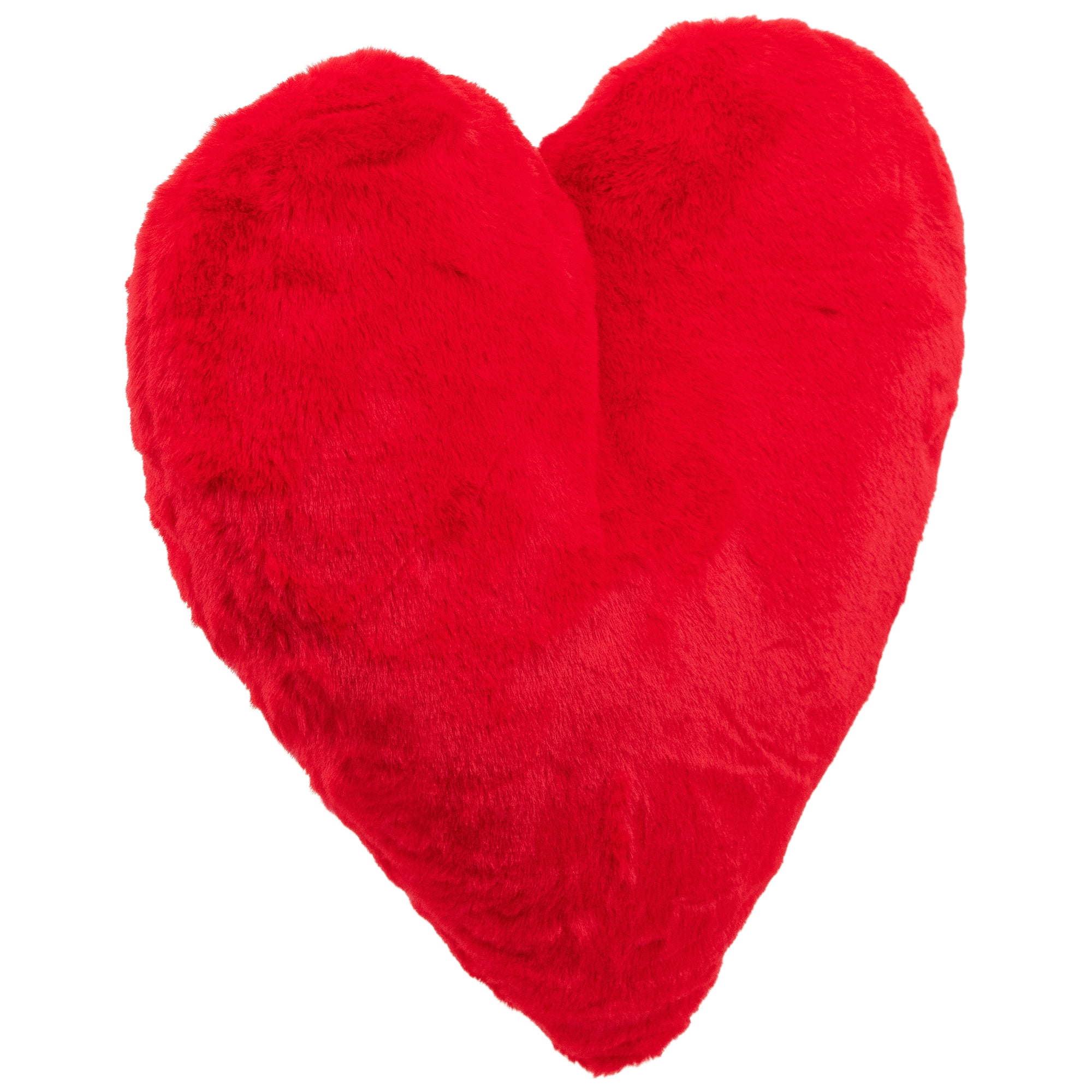 Plush Faux Fur Heart-Shaped Valentine's Day Throw Pillow - 13" - Red