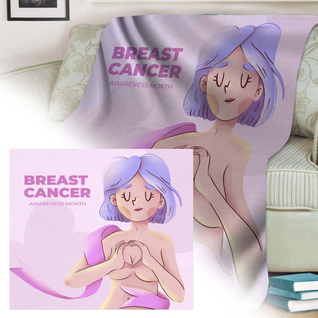 En: Con Nuestra Manta Con Estampado De Concienciación Sobre El Cáncer De Mama, Una Muestra De Fortaleza.