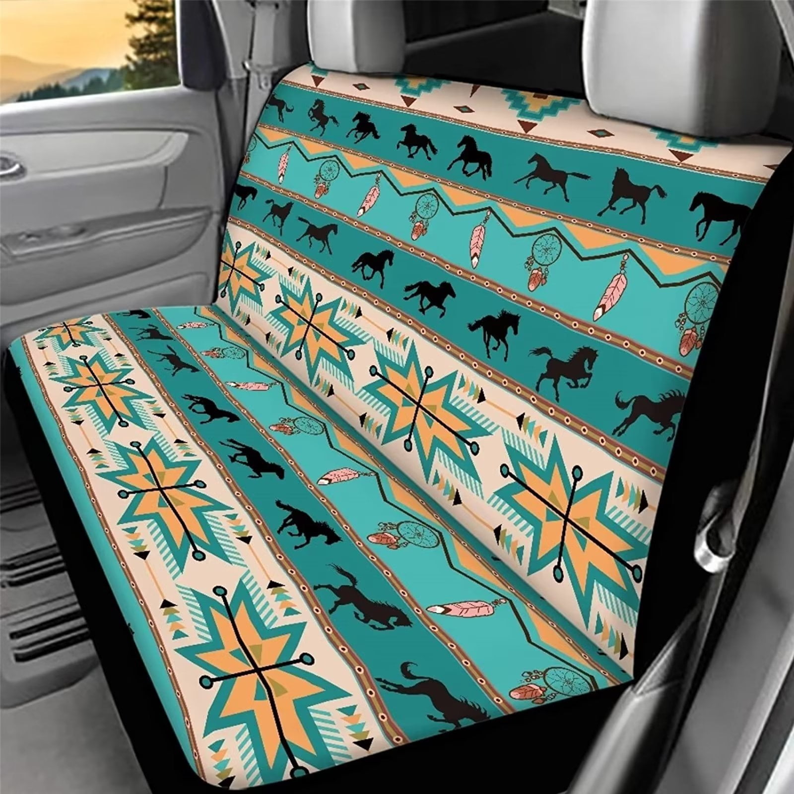 Binienty Horse Southwestern Car Seat Cover for Women Men Southwest