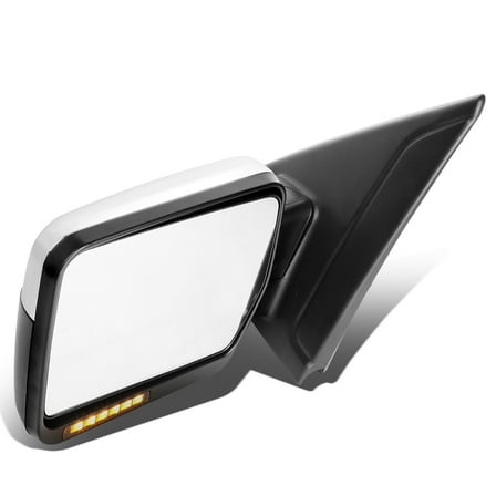 DNA Motoring TWM-019-T666-CH-AM-L For 2004 to 2014 Ford F-150 Chrome Amber Signal   Manual Extendable Side Towing Mirrors (Left / Driver)