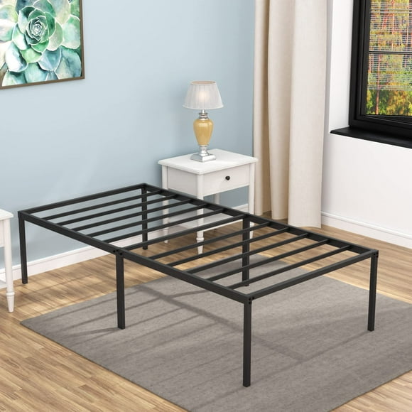 Bed Frame Metal Platform Bed Frame 18 Inch High Mattress Foundation No Box Spring Needed Heavy Duty Steel Slat Noise-Free Easy Assembly Under-Bed Storage,Twin