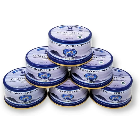 Pisces Icelandic Wild Cod Liver in Own Oil 6.7oz/190g, Kosher product (Pack of 6)