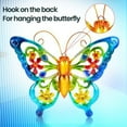 thumbnail image 3 of ZOELNIC Butterfly Wall Decor, 3D Art Butterflies Metal & Glass Decorations for Garden, Living Room, Bedroom, Indoor / Outdoor Blue, 3 of 8