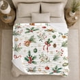 thumbnail image 5 of Christmas Botanical Holly Golden Baubles, Festive Holiday Scene, Warm Flannel Blanket for Living Room and Reading Nook, Art Lovers Christmas Gift, Festive Home Decor, 5 of 9