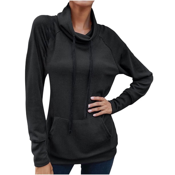 Sudadera de cuello alto de manga larga de moda informal suelta de color sólido para mujer Tops Fridja ghj987+4783