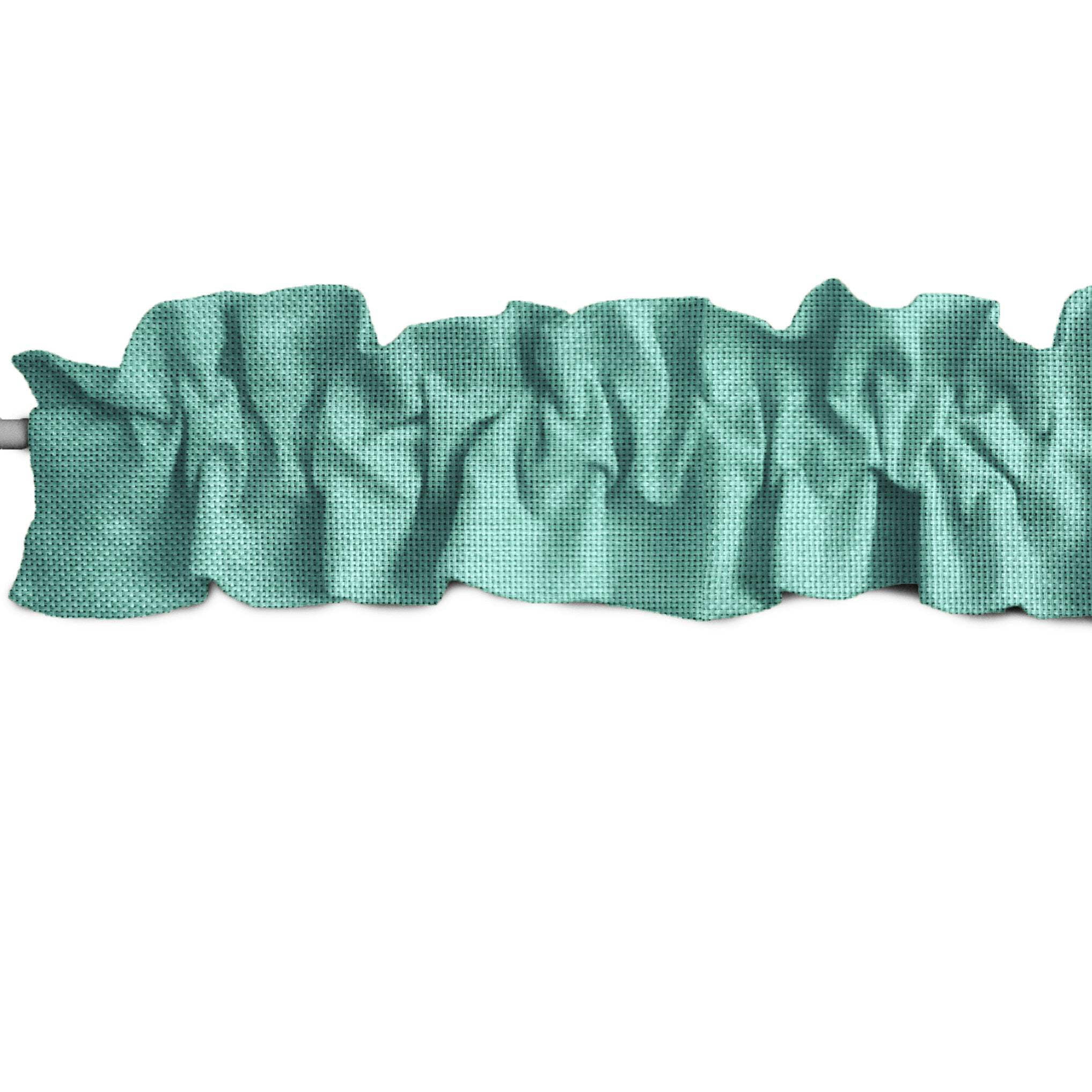 Faux Burlap Texture Curtain Sleeve Topper Window Treatment with Bottom and Top Ruffle