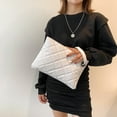 thumbnail image 4 of Simple Lattice Envelope Bag Women PU Leather Large Capacity Wristlet Bags Party Evening Pouch Bags, 4 of 6