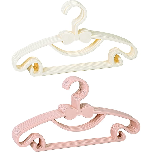 20 piezas de perchas para bebés, perchas para ropa de niños, perchero de plástico para ropa de bebé, perchas de plástico para ropa, para camisetas de bebé, suéteres, pantalones (rosa, blanco) TUNC Sencillez