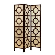 Monarch Specialties Folding Screen - 3 Panel / Cappuccino " Circle Design "