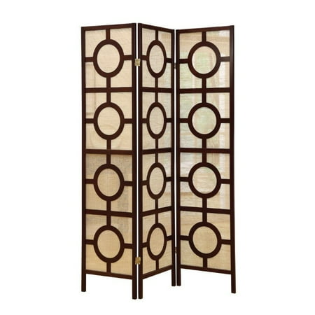 Monarch Specialties Folding Screen - 3 Panel / Cappuccino " Circle Design "
