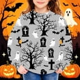 thumbnail image 5 of HAOTAGS Girls Halloween Sweatshirt, Relaxed Printed Fleece Round Neck, Long Sleeve (Ages 1–13) White Size 10, 5 of 5