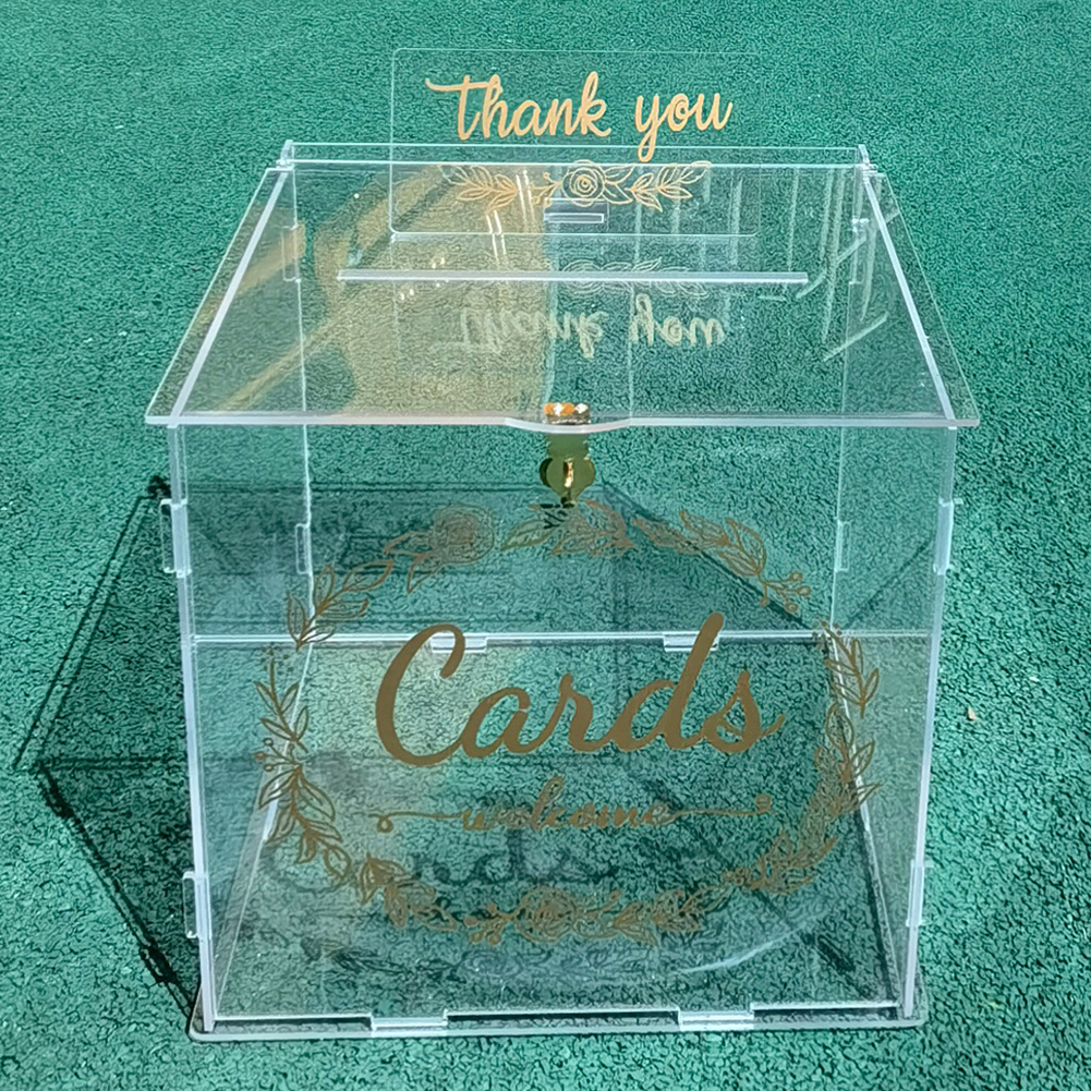 Wedding Card Box with Lock Acrylic Clear Card Box for Wedding Reception