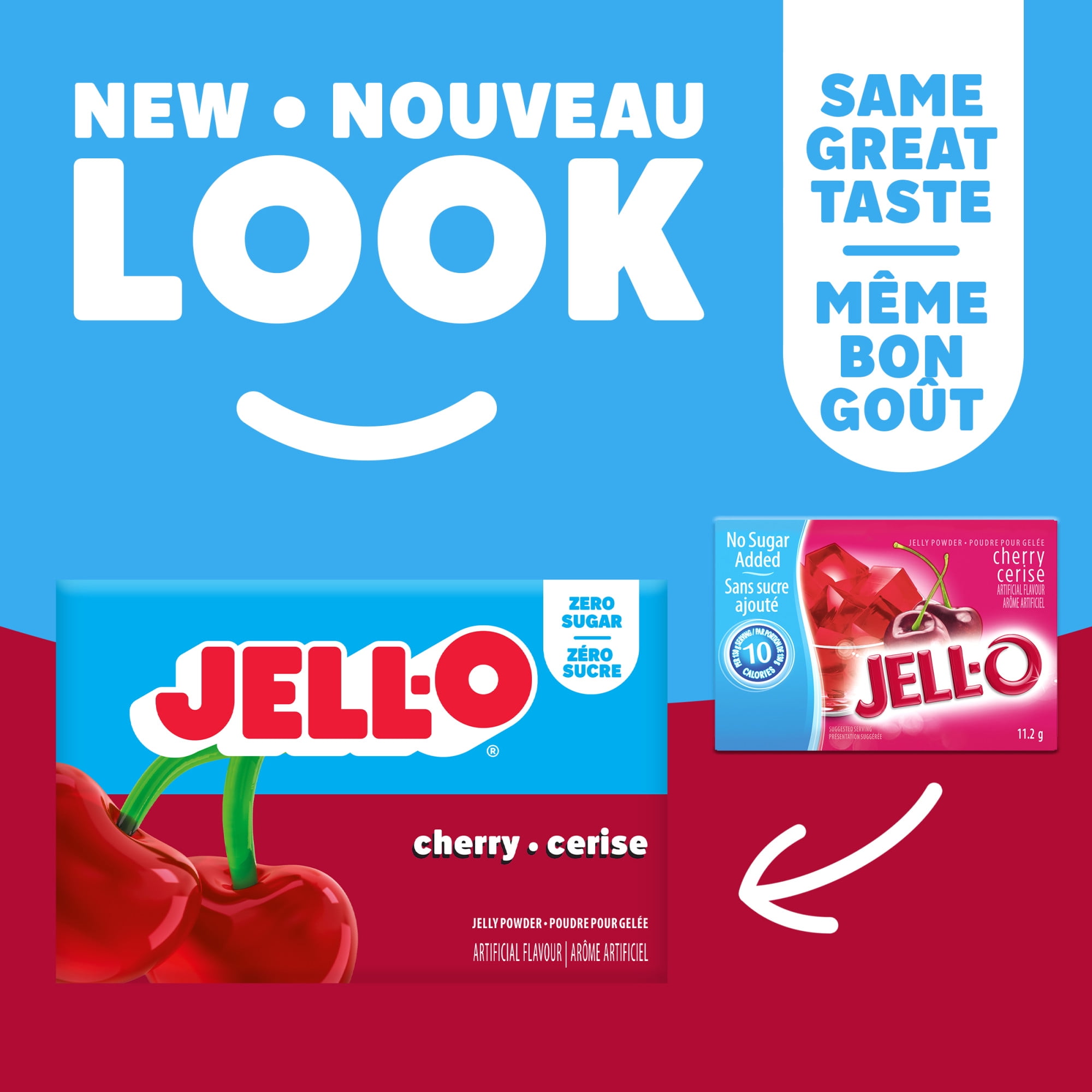 Jell-O Cherry Jelly Powder Light, Gelatin Mix, Box, Caseine-Free